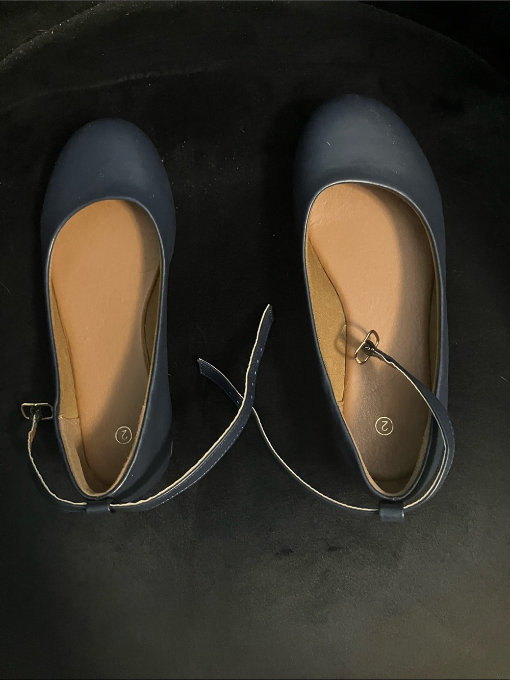 Girls' Navy Ankle-Strap Ballet Flats